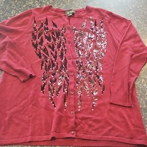 Bob Mackie Burgundy Sequin Vintage Cardigan